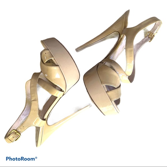 Miu Miu Shoes - Miu Miu patent leather platform heels tan 39